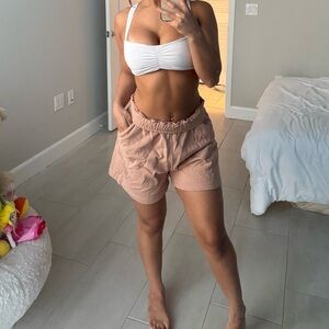 Women's casual sweat material Tan Shorts